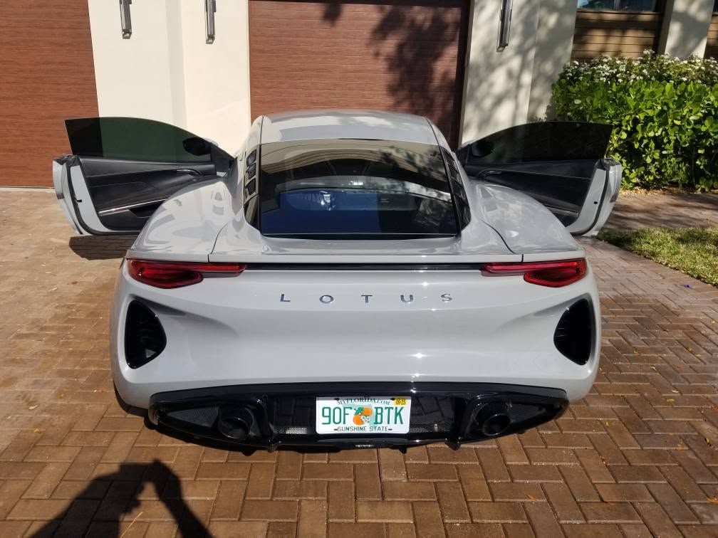 Lotus Emira rear view with ceramic tinted windows